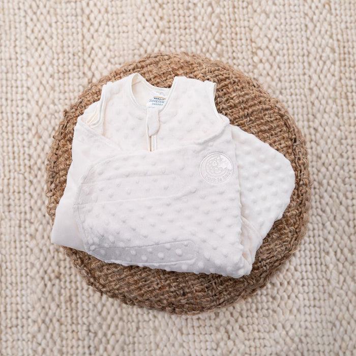 Halo Sleepsack Swaddle Plushy Dot Velboa 3.0 TOG, Cream, Newborn