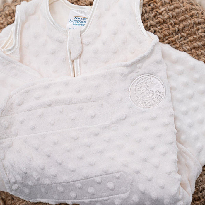 Halo Sleepsack Swaddle Plushy Dot Velboa 3.0 TOG, Cream, Newborn