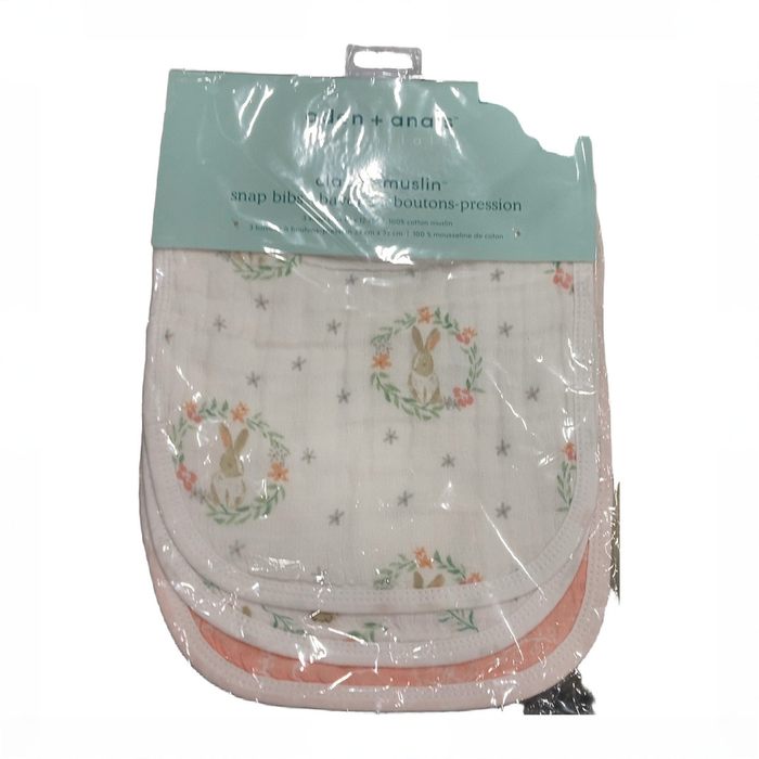 Shop Aden + Anais Muslin Snap Bibs (3 Pack), Blushing Bunnies at GoodBuy Gear