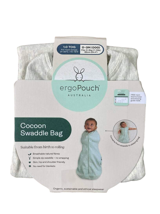 used ErgoPouch Cocoon Swaddle Bag, 1.0 TOG, 0-3M, Grey Marle