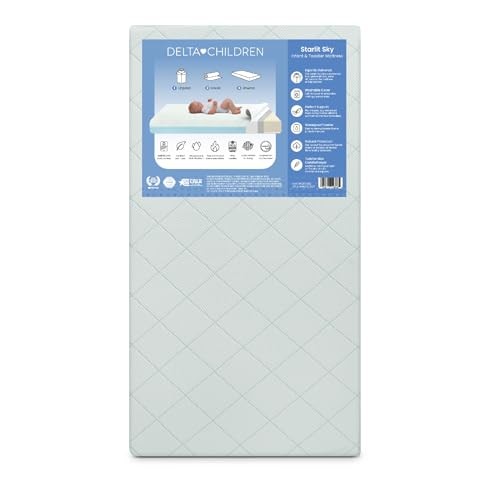 Shop Delta Children Starlit Sky 2-Stage Crib and Toddler Mattress, Blue at GoodBuy Gear