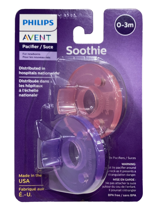 Shop Philips Avent Soothie Pacifiers, 2 Pack, 0-3 Months, Pink/Purple at GoodBuy Gear