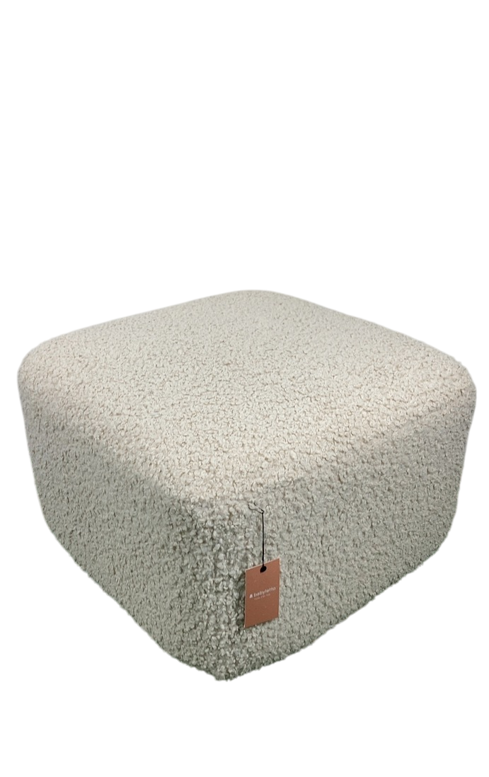 Babyletto Kiwi Gliding Ottoman, Almond Teddy Loop with Light Wood Base Okendo