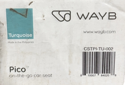 Shop WAYB Pico Portable Car Seat, 2019, Turquoise at GoodBuy Gear