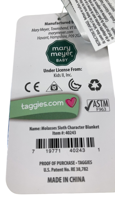 Shop Mary Meyer Taggies Soothing Sensory Stuffed Animal Security Blanket, Molasses Sloth at GoodBuy Gear