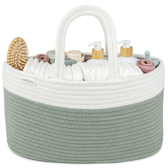 Comfy Cubs Rope Diaper Caddy, Sage