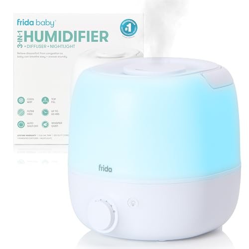 FridaBaby 3-in-1 Humidifier With Diffuser And Nightlight, White, Updated Model