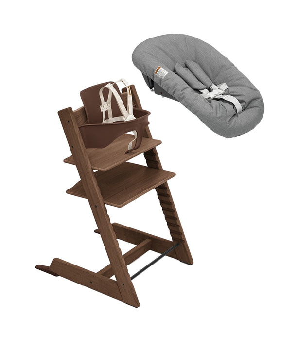 Stokke Tripp Trapp High Chair² with Newborn Set, Oak Warm Brown, Anthracite, Warm Brown