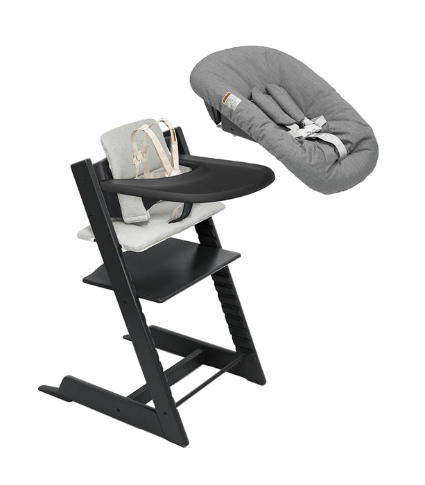 Stokke Tripp Trapp High Chair Complete² + Newborn Set, Black, Nordic Grey