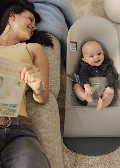 Shop BabyBjorn Bouncer Balance Soft, Dark Gray Frame, Sand Gray TriFabric at GoodBuy Gear