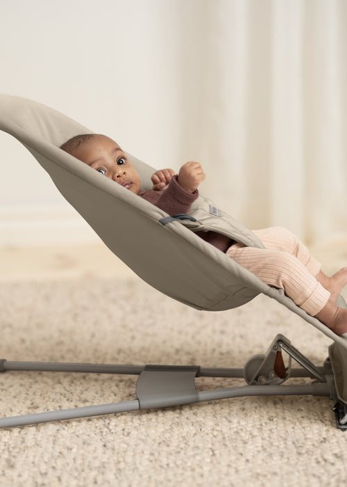 Shop BabyBjorn Bouncer Balance Soft, Dark Gray Frame, Sand Gray TriFabric at GoodBuy Gear