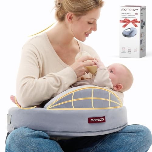 Momcozy Multifunctional and Adjustable Nursing Pillow, Cozylite Grey
