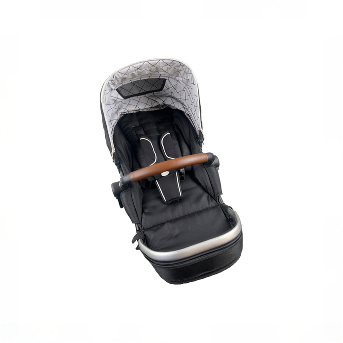 Shop Mockingbird 2nd Seat Kit with Extendable Canopy, Black, Silver With Penny Leather, Windowpane at GoodBuy Gear