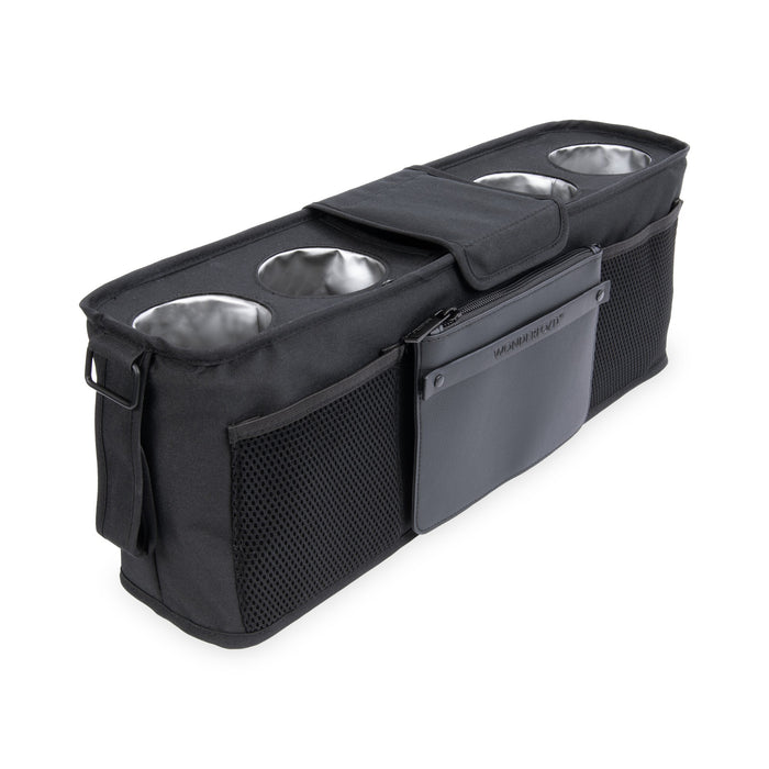 Wonderfold Universal Parent Console Stroller Organizer with Insulated Cup Holders, Jet Black