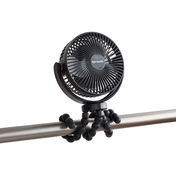Sprucely Rechargeable Portable Stroller Fan, Black