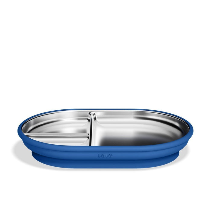 Lalo Stainless Suction Plate, Blue Raspberry