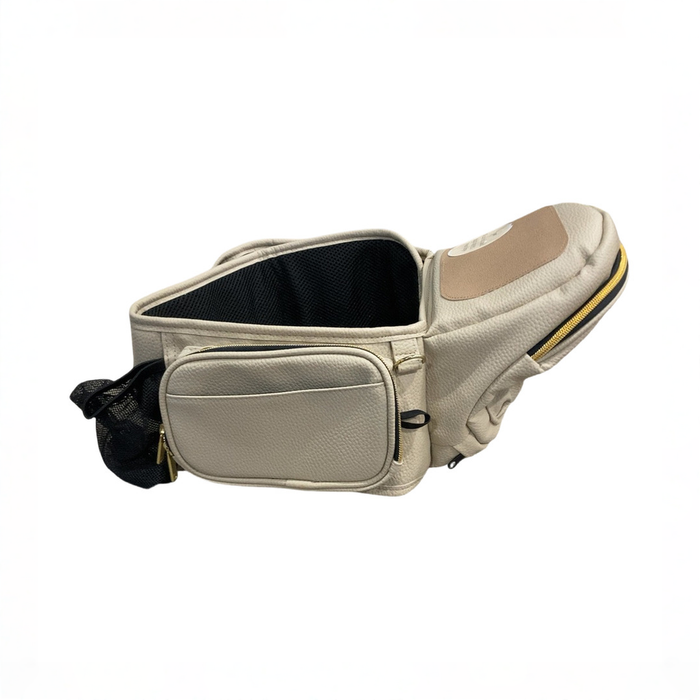 Shop TushBaby Hip Baby Carrier, Vegan Leather Cream at GoodBuy Gear