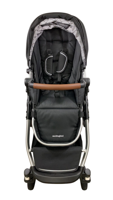 Shop Mockingbird Single to Double 2.0 Stroller, 2024, Black, Silver With Penny Leather, Windowpane at GoodBuy Gear