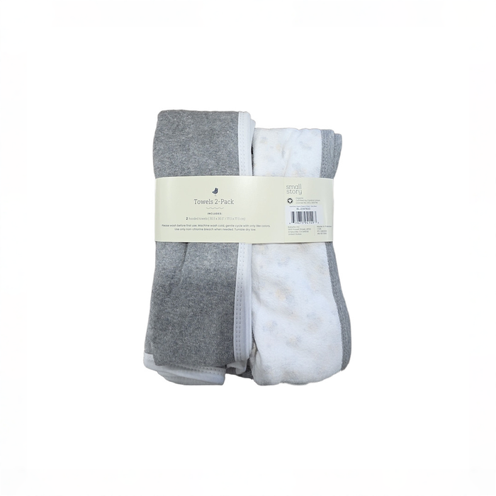 Shop DRAFT - Small Story Organic Hooded Towels 2 Pack, Grey Bees at GoodBuy Gear