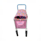 Shop Wonderfold W2 Luxe Multifunctional Double Stroller Wagon, 2023, Petal Pop Fabric, White Frame with Blue Handlebar at GoodBuy Gear