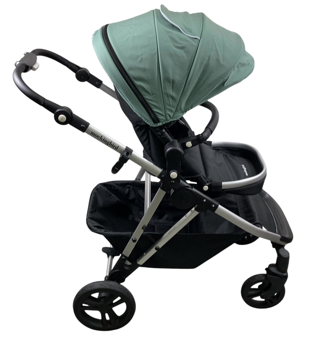 Mockingbird Single to Double 2.0 Stroller, 2025, Sage, Silver With Black Leather, Windowpane