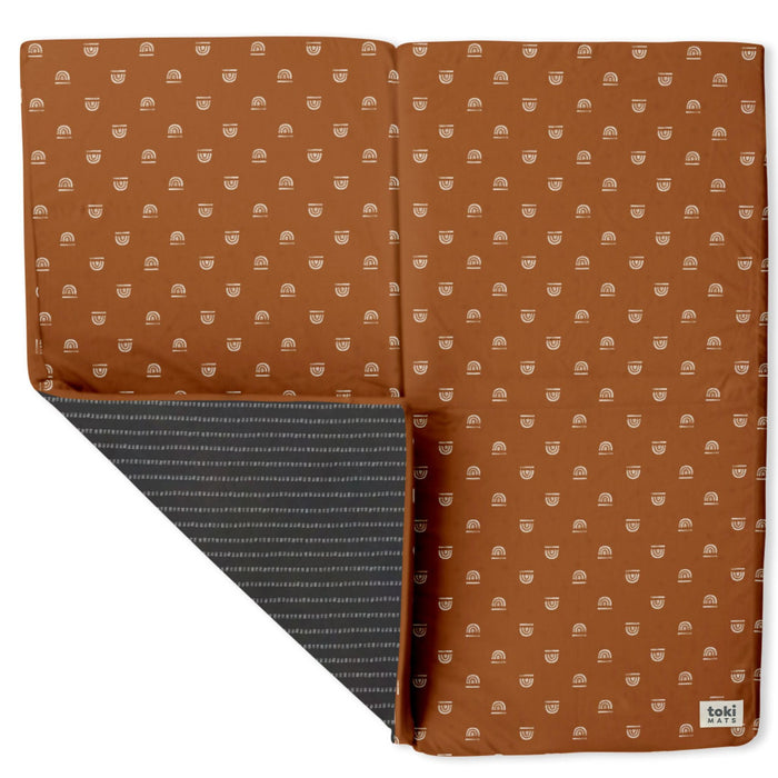 Toki Mats Padded Play Mat, Rainbow Stamp in Rust, Multiple Sizes