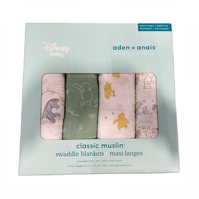 Shop DRAFT - Aden + Anais Cotton Muslin Swaddles Pack of 4, Winnie & Friends at GoodBuy Gear