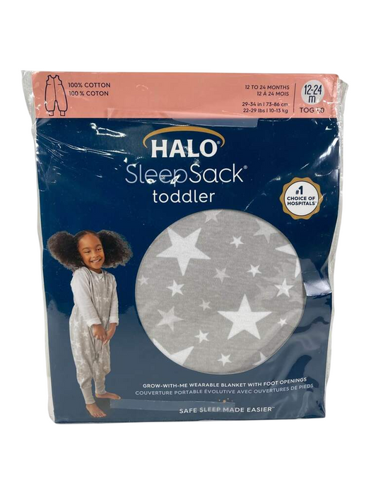 Shop Halo Toddler SleepSack Wearable Blanket, 12-24 Months, Cotton, Grey In the Stars, TOG 1.0 at GoodBuy Gear