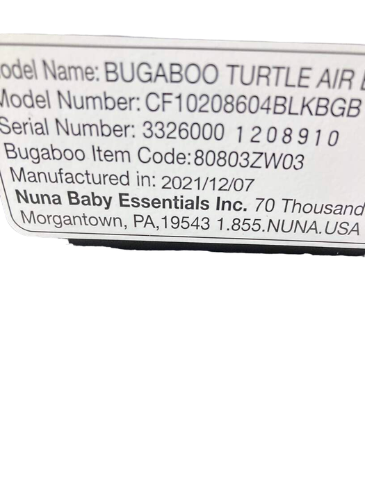 Bugaboo Turtle Air By Nuna Recline Base, Black, 2021