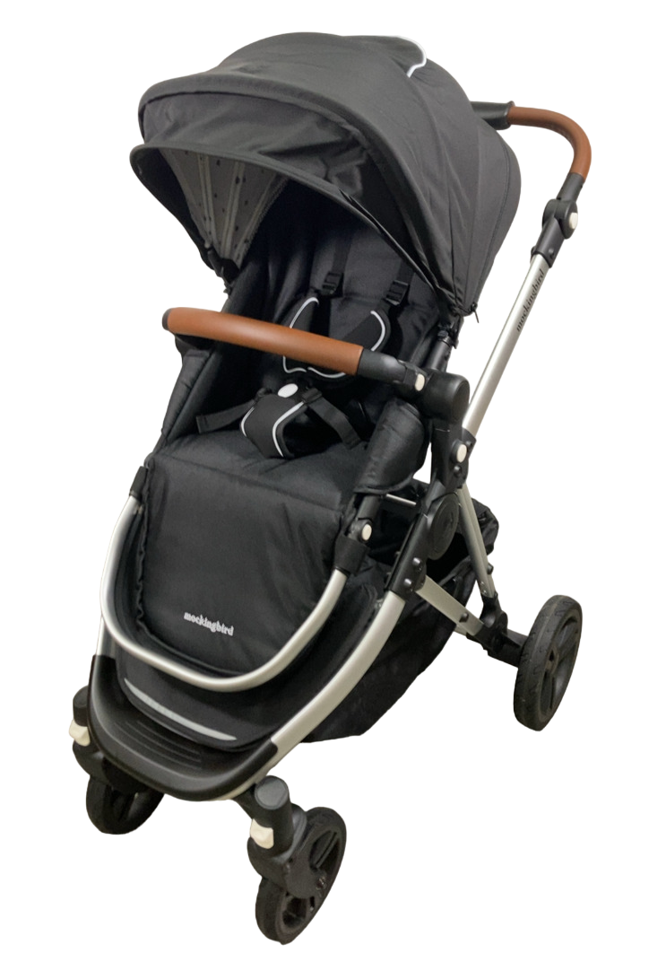 ブラックフライデー！12月1日まで　 BABY BUGGY MAYHEM Mockingbird Single 2.0 Stroller, 2024, Black, Silver With Penny Leathe