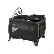Shop Monbebe Play Yard with Full-Size Rocking Bassinet, Castle Point at GoodBuy Gear