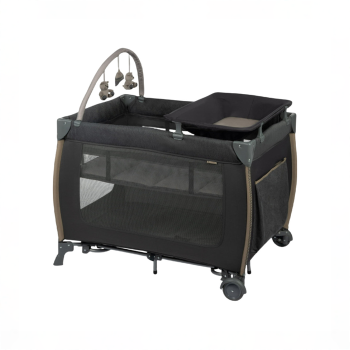 Shop Monbebe Play Yard with Full-Size Rocking Bassinet, Castle Point at GoodBuy Gear