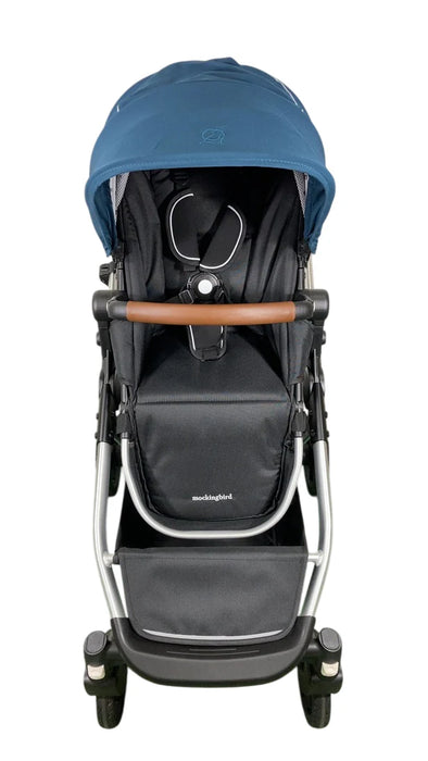 Shop Mockingbird Single to Double 2.0 Stroller, 2025, Sea, Silver With Penny Leather, Watercolor Drops at GoodBuy Gear