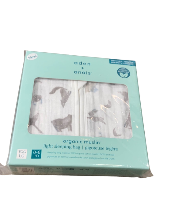 used Aden + Anais Cotton Muslin Sleep Bag, 0-6 months, Map the Stars-Sky Animals