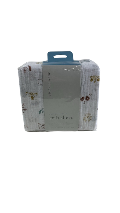 Shop Little Unicorn Cotton Muslin Fitted Crib Sheet, Animal Crowd at GoodBuy Gear