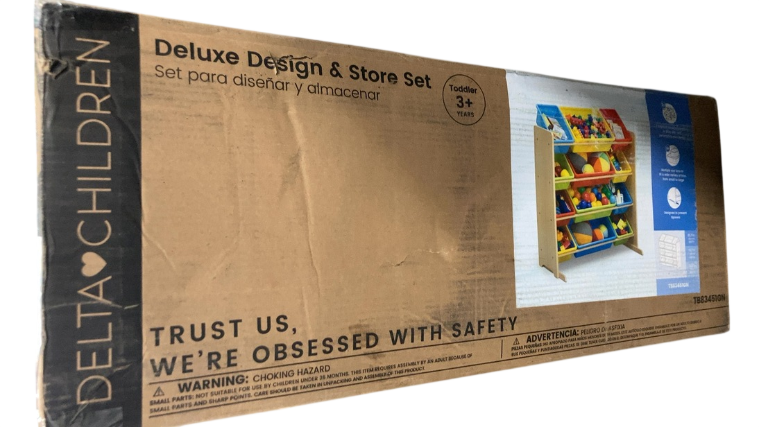 Shop Delta Children Deluxe Design & Store Set with 12 Plastic Bins, Natural Wood/Primary Color at GoodBuy Gear