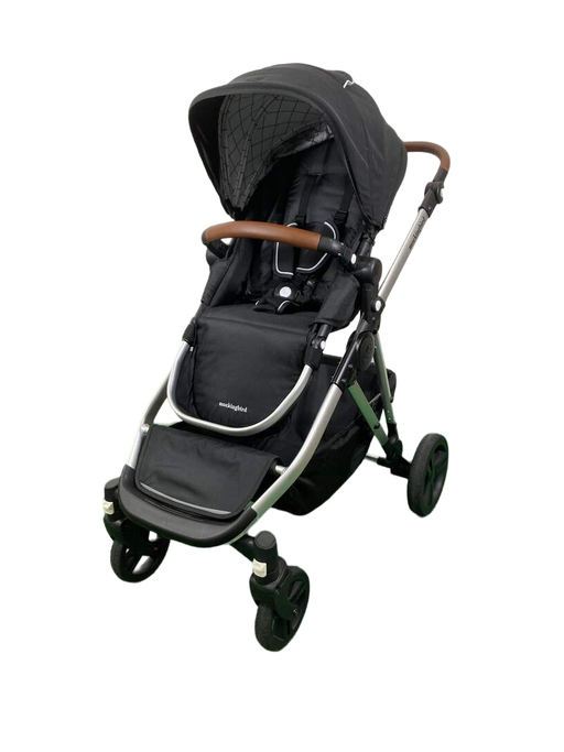 secondhand Mockingbird Single to Double 2.0 Stroller, 2023, Silver with Black Leather, Windowpane, Black