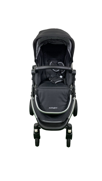 Shop Mockingbird Single 2.0 Stroller, 2024, Black, Silver With Black Leather, Watercolor Drops at GoodBuy Gear