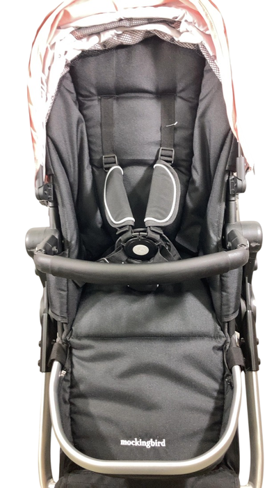 Shop Mockingbird Single to Double 2.0 Stroller, 2024, Bloom, Silver With Black Leather, Watercolor Drops at GoodBuy Gear