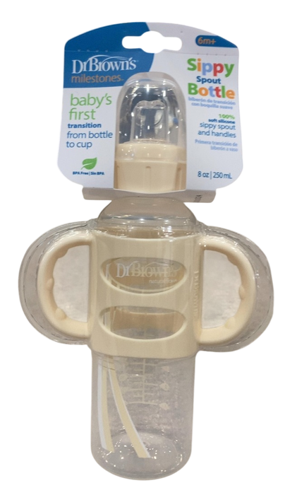 Shop Dr. Brown's Milestones Sippy Spout Bottle with Silicone Handles, 1 pack, 8 oz/250 ml, Ecru, Narrow-Neck at GoodBuy Gear