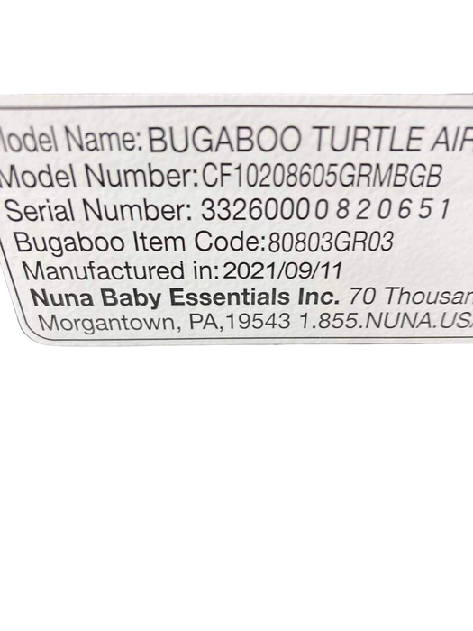 secondhand Bugaboo Turtle Air By Nuna Car Seat, Grey Melange, 2021