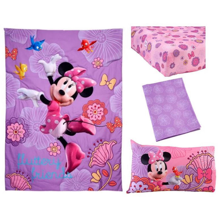 Nojo 4 Piece Toddler Bed Set, Fluttery Friends