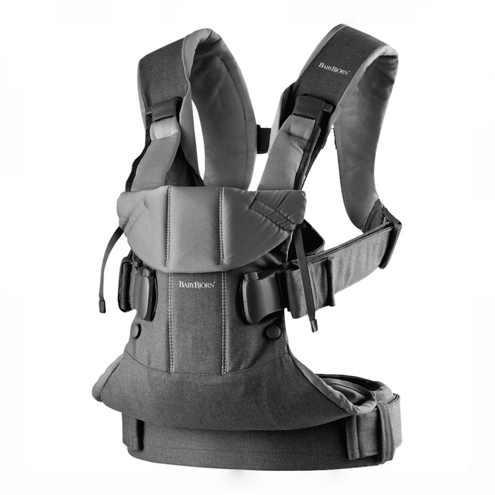 Shop BabyBjorn Baby Carrier One, Denim Grey/Dark Grey Woven Mix at GoodBuy Gear