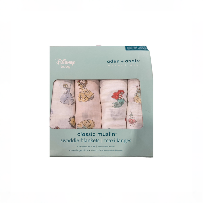 Shop Aden + Anais Cotton Muslin Swaddles Pack of 4, Disney Princess at GoodBuy Gear