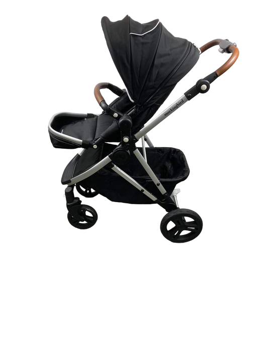 secondhand Mockingbird Single Stroller, 2023, Black, Watercolor Drops, Silver With Penny Leather