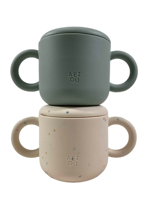 used AEIOU Silicone Snack Cup 2pack, Sage/Oat