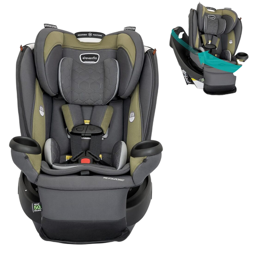 Shop Evenflo Revolve 360 Extend All-in-One Rotating Car Seat with Quick Clean Cover, 2023, Rockland Green at GoodBuy Gear