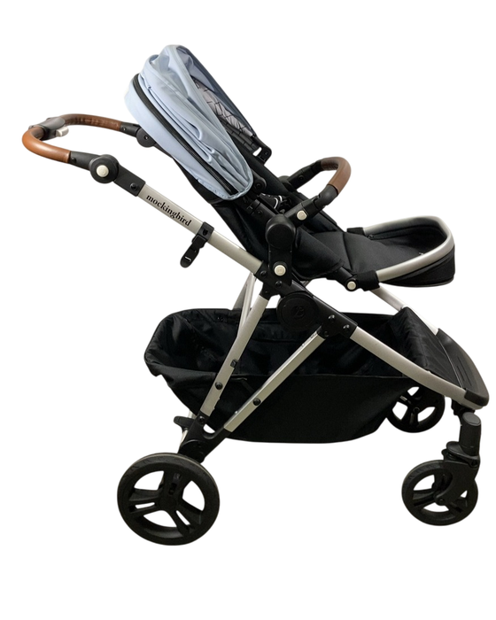 Shop Mockingbird Single to Double 2.0 Stroller, 2024, Silver With Penny Leather, Sky, Windowpane at GoodBuy Gear