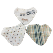 Shop Crane Baby Muslin 3 Piece Bib Set, Charlie Farmhouse Tractor at GoodBuy Gear