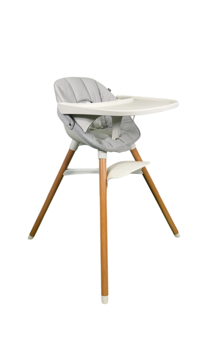 Lalo 3 in 1 High Chair Kit, Coconut, Grey, Natural Wood